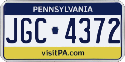 PA license plate JGC4372