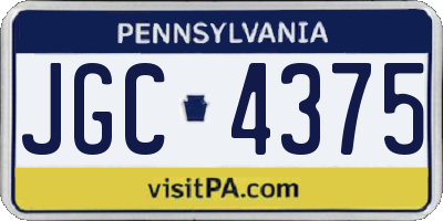 PA license plate JGC4375