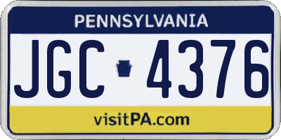 PA license plate JGC4376