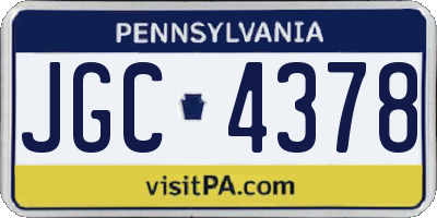 PA license plate JGC4378