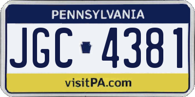 PA license plate JGC4381