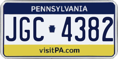 PA license plate JGC4382