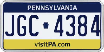 PA license plate JGC4384