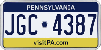 PA license plate JGC4387