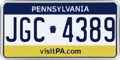 PA license plate JGC4389
