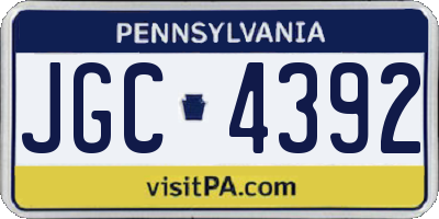 PA license plate JGC4392