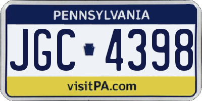 PA license plate JGC4398