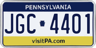 PA license plate JGC4401