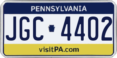 PA license plate JGC4402