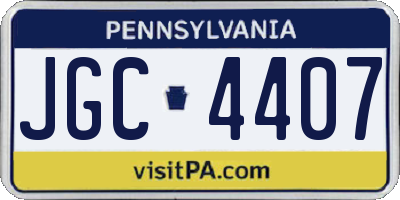 PA license plate JGC4407
