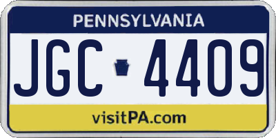 PA license plate JGC4409