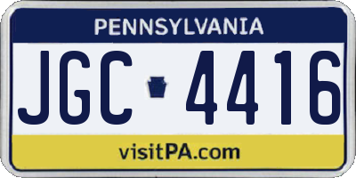 PA license plate JGC4416