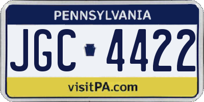 PA license plate JGC4422