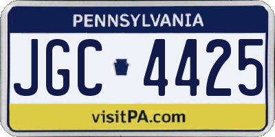 PA license plate JGC4425