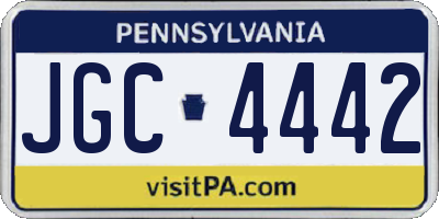PA license plate JGC4442