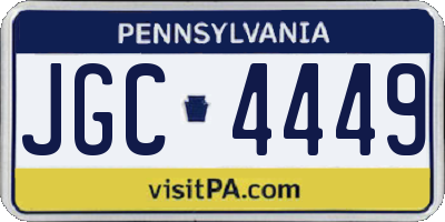 PA license plate JGC4449