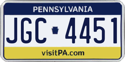 PA license plate JGC4451