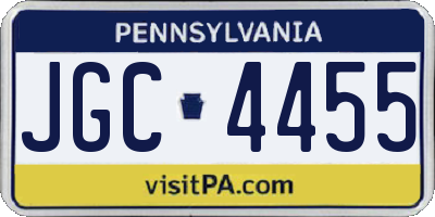 PA license plate JGC4455