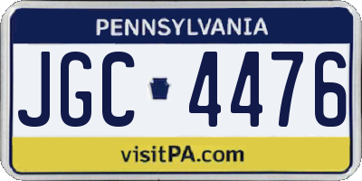 PA license plate JGC4476