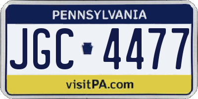 PA license plate JGC4477
