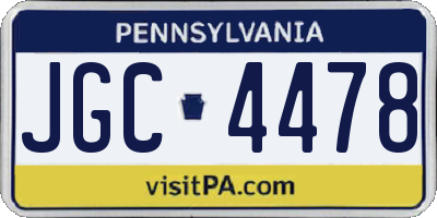 PA license plate JGC4478