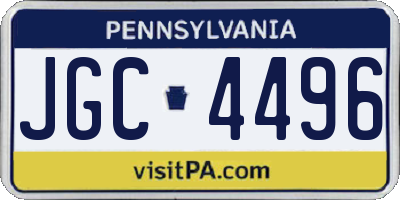 PA license plate JGC4496
