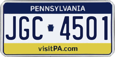PA license plate JGC4501