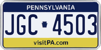 PA license plate JGC4503
