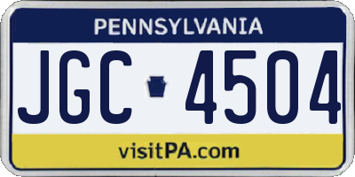 PA license plate JGC4504