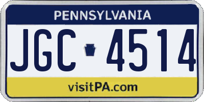 PA license plate JGC4514