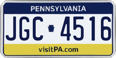 PA license plate JGC4516