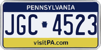 PA license plate JGC4523