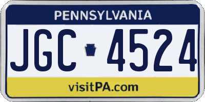 PA license plate JGC4524