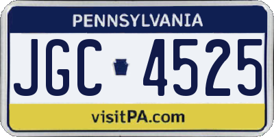 PA license plate JGC4525