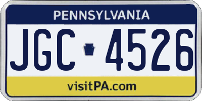 PA license plate JGC4526