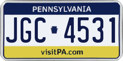PA license plate JGC4531