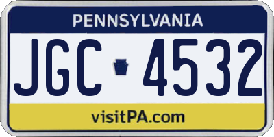 PA license plate JGC4532