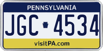 PA license plate JGC4534