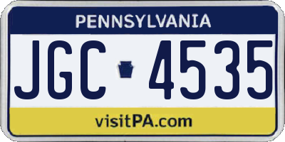 PA license plate JGC4535