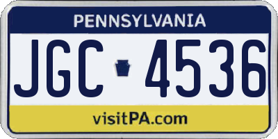 PA license plate JGC4536