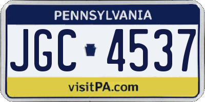 PA license plate JGC4537