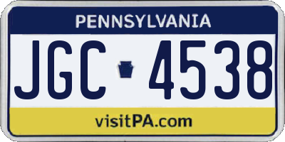 PA license plate JGC4538