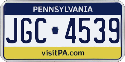 PA license plate JGC4539