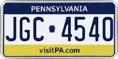 PA license plate JGC4540