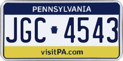 PA license plate JGC4543