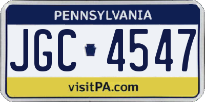 PA license plate JGC4547