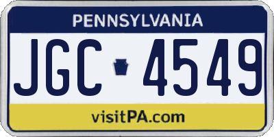 PA license plate JGC4549