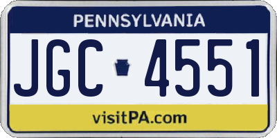 PA license plate JGC4551