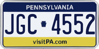 PA license plate JGC4552