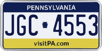PA license plate JGC4553